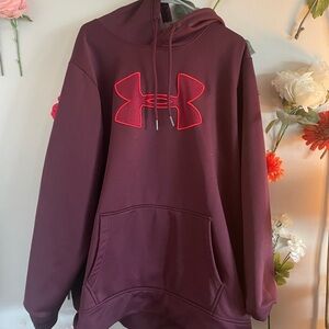 Under Armour Maroon Hoodie with Red Logo Accent